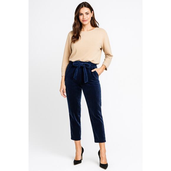 CROSBY by Mollie Burch Eddie Pant High Waist Velvet in Navy Blue Small (New) - Picture 1 of 7
